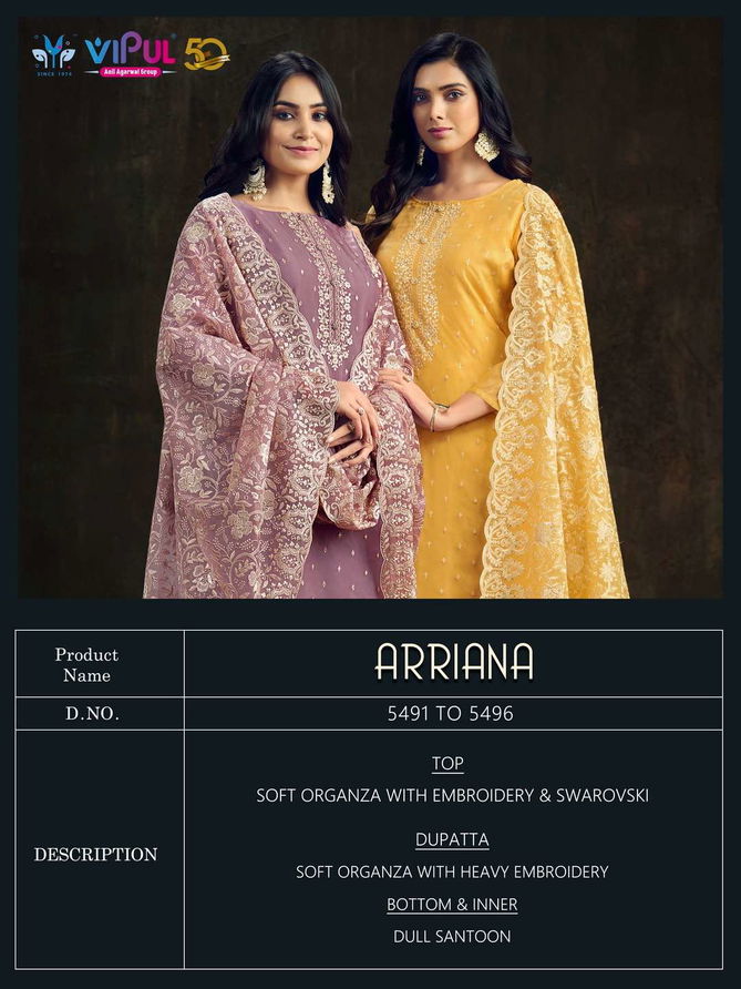 Arriana By Vipul Embroidery Organza Designer Salwar Suits Wholesale Clothing Suppliers In India